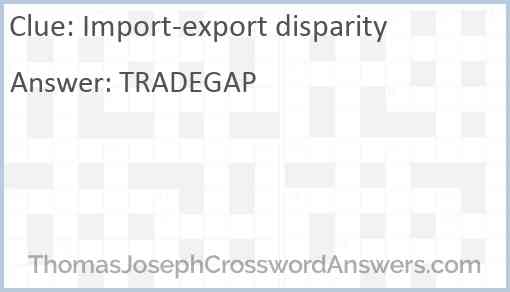 Import-export disparity Answer