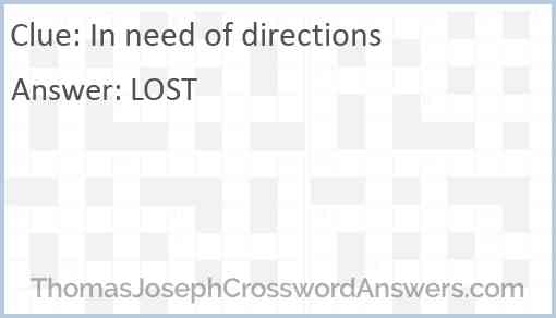 In need of directions Answer