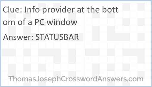 Info provider at the bottom of a PC window Answer