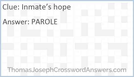 Inmate’s hope Answer