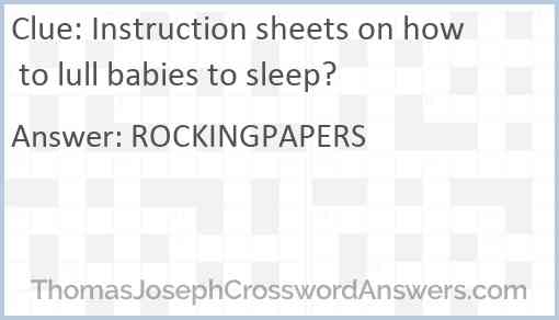 Instruction sheets on how to lull babies to sleep? Answer