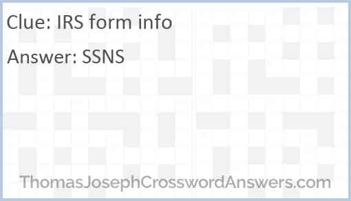 IRS form info Answer