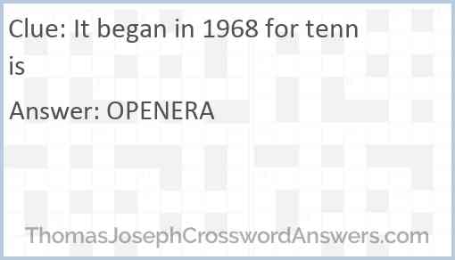 It began in 1968 for tennis Answer