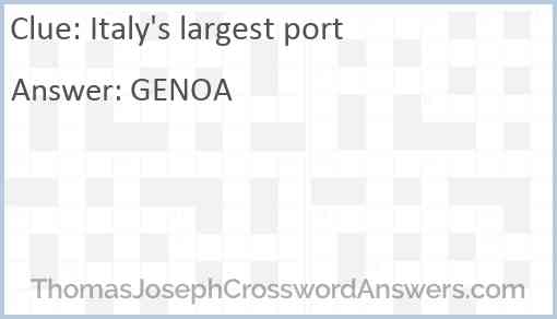 Italy's largest port Answer