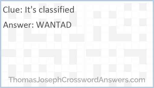 It's classified Answer