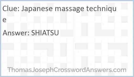 Japanese massage technique Answer