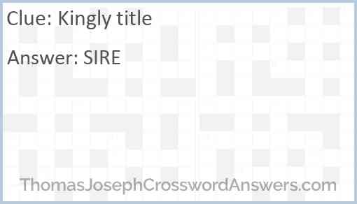 Kingly title Answer