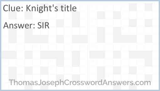 Knight’s title Answer