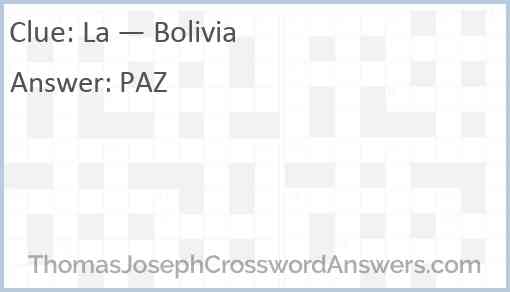 La — Bolivia Answer