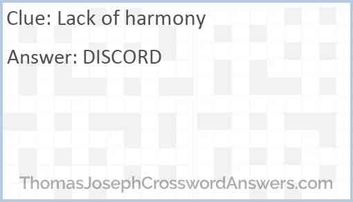 Lack of harmony Answer