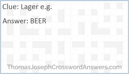 Lager e.g. Answer