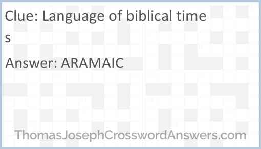 Language of biblical times Answer