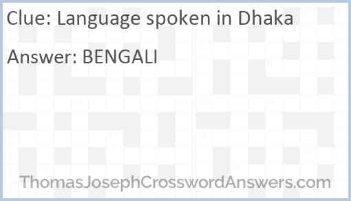 Language spoken in Dhaka Answer