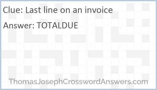 Last line on an invoice Answer