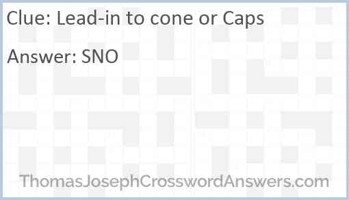 Lead-in to cone or Caps Answer