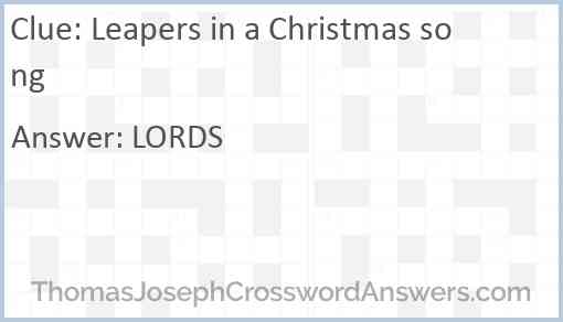 Leapers in a Christmas song Answer