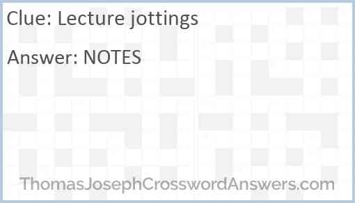 Lecture jottings Answer