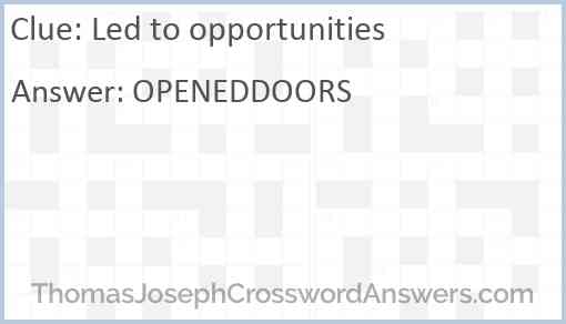 Led to opportunities Answer