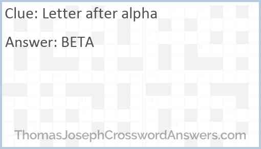 Letter after alpha Answer