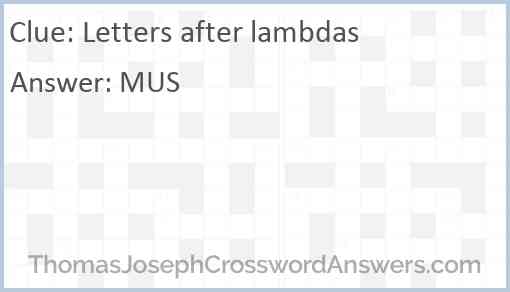 Letters after lambdas Answer