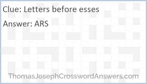 Letters before esses Answer