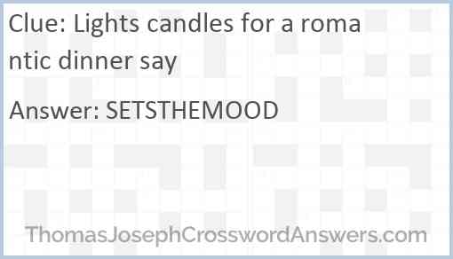 Lights candles for a romantic dinner say Answer