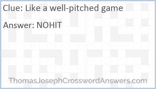 Like a well-pitched game Answer