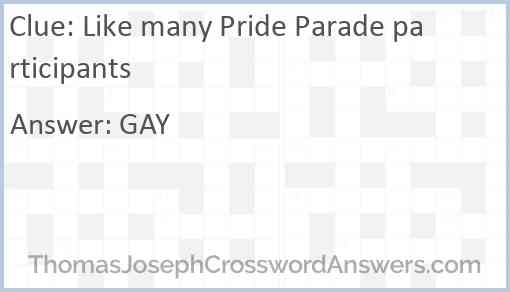 Like many Pride Parade participants Answer