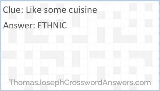 Like some cuisine Answer