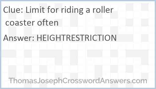 Limit for riding a roller coaster often Answer
