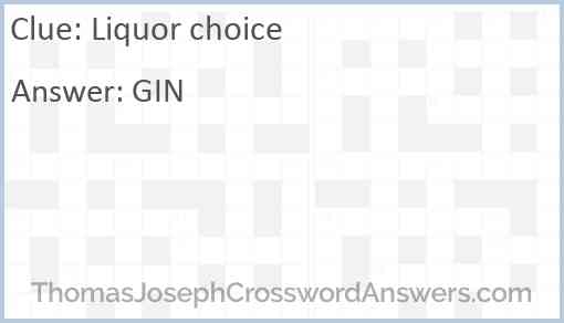 Liquor choice Answer