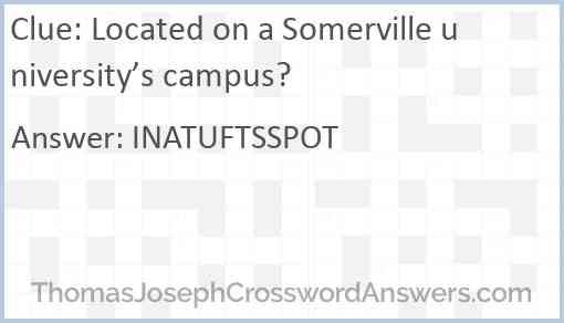 Located on a Somerville university’s campus? Answer