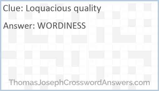 Loquacious quality Answer