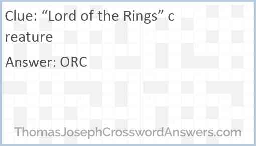 “Lord of the Rings” creature Answer