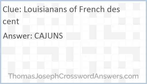 Louisianans of French descent Answer