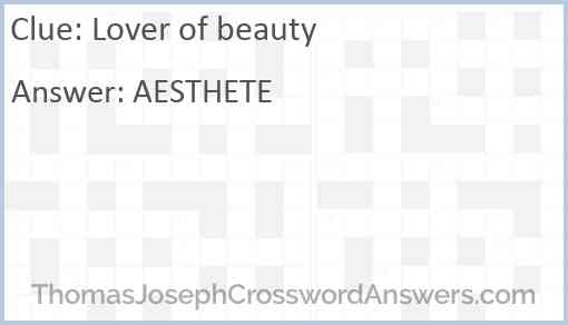Lover of beauty Answer