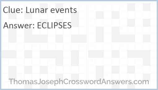 Lunar events Answer