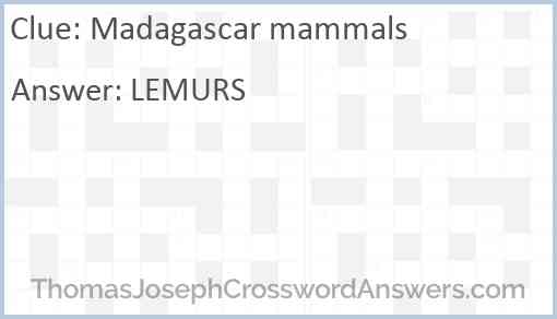 Madagascar mammals Answer