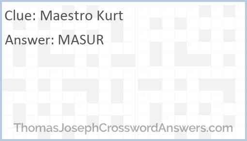 Maestro Kurt Answer