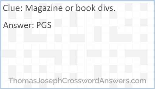 Magazine or book divs. Answer