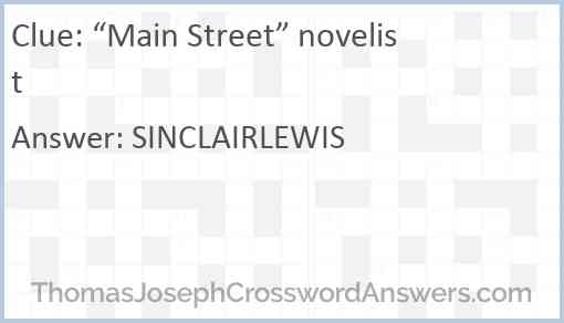 “Main Street” novelist Answer