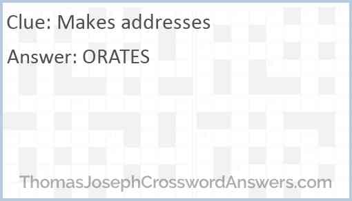 Makes addresses Answer