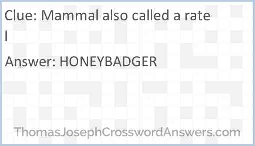 Mammal also called a ratel Answer