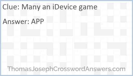 Many an iDevice game Answer