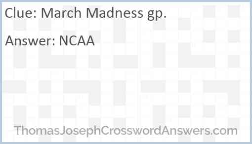 March Madness gp. Answer