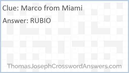 Marco from Miami Answer