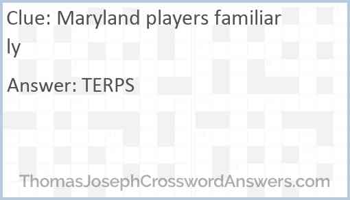 Maryland players familiarly Answer