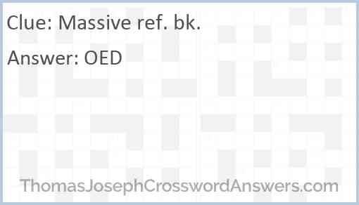 Massive ref. bk. Answer