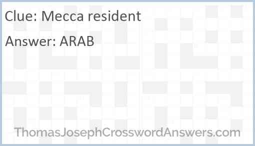 Mecca resident Answer