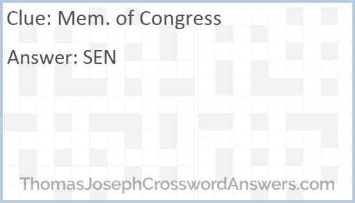 Mem. of Congress Answer